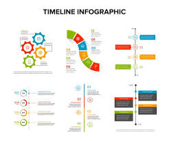 Timeline Infographics Design Set With Flat Style Work Flow