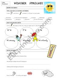 Listen to the recording again and write the word to fill the gaps. Weather Forecast Video Esl Worksheet By Steelcity