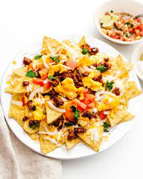 Soft Scrambled Eggs And Spicy Chorizo Breakfast Nachos I Am A Food Blog Recipe Breakfast Nachos Chorizo Breakfast Scrambled Eggs