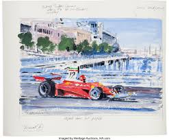 Jp beltoise, jacky ickx, l.stanely, et al. Niki Lauda At Monaco 1975 Watercolor Painting By Nicholas Lot 97059 Heritage Auctions