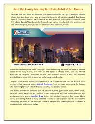 Gain The Luxury Housing Facility In Antriksh Eco Homes Eco House Facility Affordable Housing