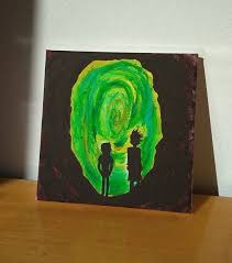 Rick And Morty Portal Cave Art Painting 20x20cm Wall Acrylic Rick Morty Rickandmorty Picklerick Whiteraven Evilmorty Sale Et Art Painting Art Painting