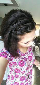 Double Twists Some Bobby Pins Simple Fun Cute Style For Short Hair With Bangs Short Hair Updo Braids For Short Hair Short Hair With Bangs