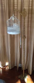 Bird Cage Floor Lamp Vintage Birdcage Added To Vintage Standing Lamp Base Added Socket Wiring And Plug With Edison Bulb Vintage Bird Cage Floor Lamp Base Floor Standing Lamps