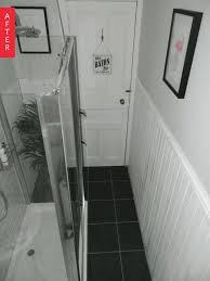 An overview of a traditional tenement bathroom in the west end of glasgow which we renovated using kaldewei, burlington, utopia, silestone and aquastep products. Before After Narrow Glasgow Bathroom Gets Gutted Apartment Therapy