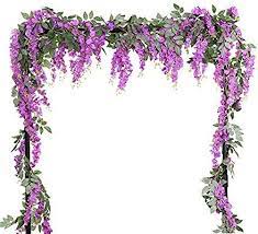 Summer Flower 5 6 Feet Pcs Artificial Silk Wisteria Vine Rattan Silk Hanging Flower Garland Ivy Pl Garden Wedding Decorations Garden Wall Decor Outdoor Wedding