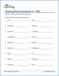 Grade 4 Roman Numerals Worksheets Free Printable K5