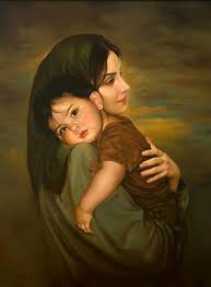 Mother With Child Art By Jean Juneau Rcmp Esr2 Mother And Child Painting Baby Painting Painting For Kids