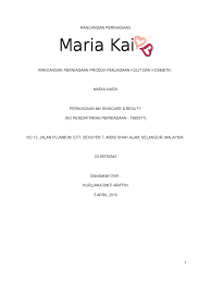 Nurraysa mengeluarkan produk kecantikan yang berasaskan. Rancangan Perniagaan