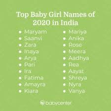 Top Baby Girl Names Of 2020 Baby Names Babycenter India