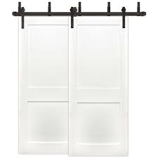 Check out our barn doors today! 48in X80in Bypass Shaker Unfinished 2 Panel Solid Core Prime Pine Woo Super Arbor