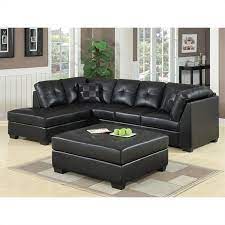 The hamptons sofa sits on aluminum feet that protect the wood structure from direct contact. Coaster Darie Leather Sectional Sofa With Ottoman In Black 500606 500607 Pkg