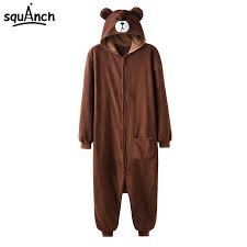 Us 20 12 25 Off Animal Onesie Plush Size Xxl Bear Kigurumi 150 190 Cm Adult Women Men Pajama Sleep Overall Polar Fleece Zipper Jumpsuit Brown On