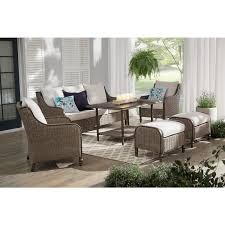 Hampton Bay Windsor Brown Wicker Outdoor Patio Lounge Chair With Cushionguard Biscuit Tan Cushions 2 Pack A211004 In 2020 Patio Lounge Chairs Patio Lounge Patio Sofa