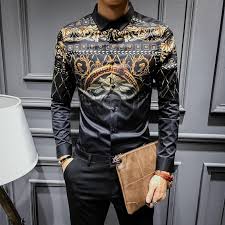 Black And Gold Dress Shirt Mens 2017 Social Club Mens Gold Shirts Baroque Shirts Mens Designer Shirts Mens Luxury 2017 Camisa Slim Fit R Mens Designer Shirts Fashion Suits For Men Mens Shirts