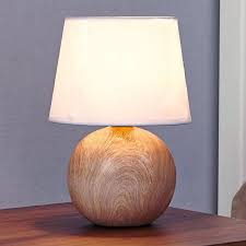 Ikebana 10 62 Inches White Fabric Ceramic Small Wood Bedside Table Lamp Durable Round Table Lampes For Bedside Table Lamps Wood Table Lamp Wood Bedside Table