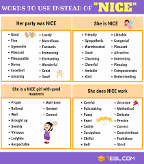 Another Word For Nice List Of 265 Synonyms For Nice 7esl Learn English Learn English Vocabulary English Vocabulary