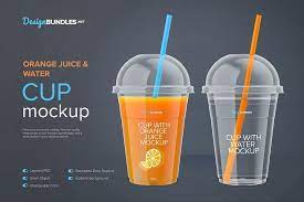 Cup With Orange Juice Mockup Front View Tea Cup Design Smoothie Cup Paper Cup Design