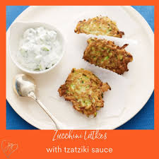 Zucchini Latkes With Tzatziki Sauce Recipe Zucchini Latkes Latkes Recipes Kosher Recipes