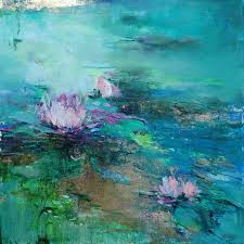 Magdalena Morey Tranquility Lilies Abstract Landscape Painting Contemporary Art 21st Century Abstract Landscape Painting Contemporary Abstract Art Art