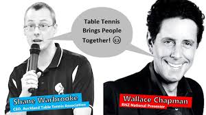 Auckland Table Tennis Association CEO Shane Warbrooke and Wallace Chapman  from The Panel