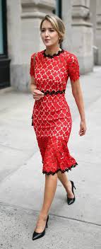 What To Wear To A Wedding Cocktail Attire Wedding Guest Red Lace Fit And Flare Sheath Trumpe Cocktail Attire Midi Short Sleeve Dress Embellished Clothing