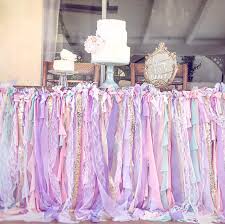 Create A Magical Unicorn Themed Party For Your Little One With This Stunning Pastel Table Skirt Premium T Unicorn Party Decorations Unicorn Party Table Skirt