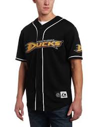 Black And White Baseball Jersey Nhl Mens Anaheim Ducks Replica Jersey Pro Black Pro White Short Sleeve 6 Button Synthetic Replica Baseball Jersey By Majestic Pro Black Pro White Large By Ma