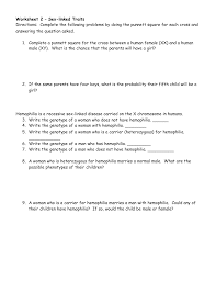 Worksheet 2 Sex Linked Traits Directions Complete The Following