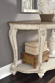 Realyn White And Brown Sofa Table In 2020 Traditional Furniture Sofa Table Ashley Furniture