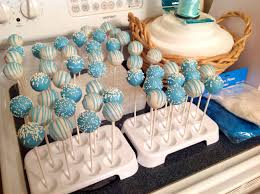 They have a sweet little bow on them and are the perfect baby shower favors. Baby Shower Boy Baby Blue And White Cake Pops Baby Boy Shower Baby Boy Gifts Baby Boy Nursery Diy