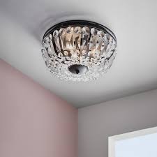 2 Bulbs Bowl Flush Light Fixture Industrial Clear Crystal Ceiling Flush Mount In Black Gold For Foyer Susuohome Com