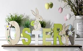 Schriftzug Ostern Osterhase Holz Mit Hase Grun Gelb Natur 1 Holzherz Grau Osterdeko Osterhase Tischdek Ostern Osterhase Osternest Basteln Platzkartenhalter