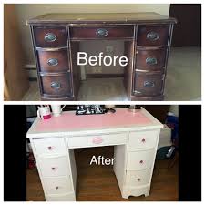 Desk Turned Into Pink And White Makeup Vanity Diy Makeup Desk Diy Makeup Vanity Desk Makeover
