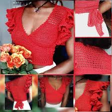 Wrap Top Crochet Pattern Crochet Crop Top Pattern Carolina Etsy In 2021 Crochet Tops Free Patterns Crochet Designs Crochet Fashion
