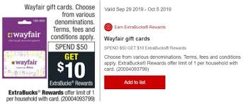 Maybe you would like to learn more about one of these? Expired Cvs Buy 50 Wayfair Gift Card Get 10 Extrabucks Rewards Limit 1 Gc Galore