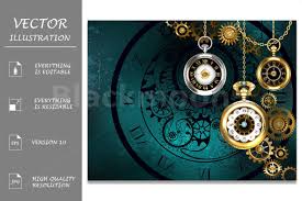 Clock With Gears On Green Background Graphic By Blackmoon9 Creative Fabrica Green Backgrounds Gold Ink Antique Clock