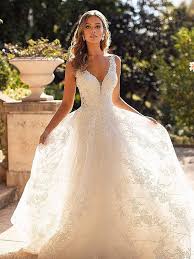 Oralee D8247 Embroidered Sparkly Lace Full A Line Bridal Gown In 2020 A Line Bridal Gowns Wedding Dresses Wedding Dresses Blush