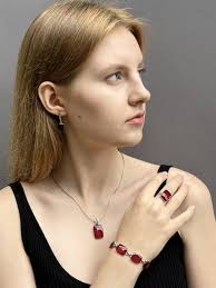Silver Rhodium-plated & Cherry Amber Collier, Crown Cut Baltic Amber  Gemstones, Elegant, Classic