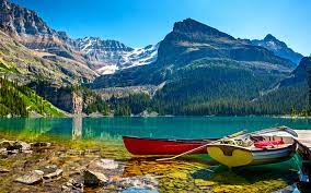 download wallpapers canada mountains pier blue lake summer boats alberta banff national park besthqwallpapers com parque nacional de banff parques nacionales lagos