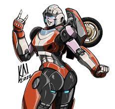 2022 alien alien girl anthro arcee arcee (rotb) ass big ass big  butt blue eyes butt female grey lips hasbro huge ass humanoid kairito10  mecha panties paramount pictures red
