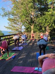 an hour of yoga at rocky river park