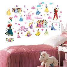 Product title custom wall decal : Disney Princesses Wall Stickers For Bedroom Boys And Girls Mural Wall Decal Art Wallpaper Stickers For