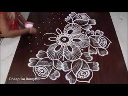 Easy Rose Flowers Rangoli Design Simple Creative Flowers Kolam With Dot 11 6 Rose Buds Muggulu You Rangoli Kolam Designs Rangoli Patterns Rangoli Designs