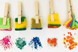 Diy Sponge Paint Brush Splodgy Fun Feather Crafts Sponge Painting Art Activities For Toddlers