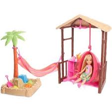 набор игровой Barbie и кен на прогулке со щенком Barbie Chelsea Tiki Hut Playset Chelsea Doll Barbie Chelsea Doll Tiki Hut