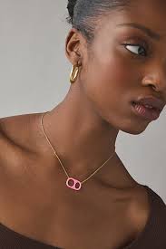 BONBONWHIMS UO Exclusive Pink Enamel Pop Drop Necklace in Light arctic pink