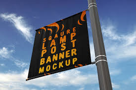 Download Square Lamp Post Banner Mock Up By Massdream PSD Mockup Templates