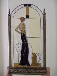 Dollhouse Miniature Art Deco Lady Stained Glass Screen By Barbara Sabia Ice Art Stained Glass Art Glass Window Art