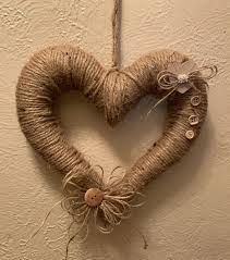 Rustic Farmhouse Jute Wrapped Heart Heart Wreath Form Twine Wreath Valentine Wreath